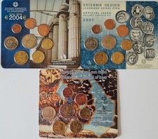 3 Kursmünzensätze KMS Griechenland 2004, 2007 und  2012 