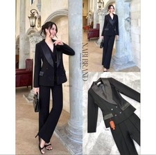 schwarzes Zweireiher Anzug Set