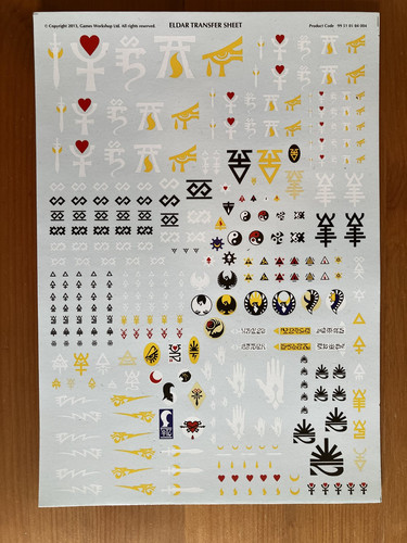 Eldar aeldari transfer sheet - aeldari,