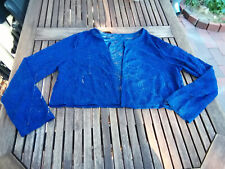 Süße Langarm Spitzen Jacke Bluse Bolero dunkel blau Stretch M 38/40