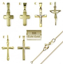 Kreuz Anhänger Kette Gold 333