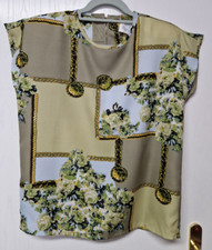 Top Sommerbluse Neckholder Shirt ärmellos tolles Farbdesign Olivtöne Gr. 36/38 