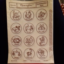 Neue DDR Typofix Haftdruckabreibfolie Saalfeld Rubbelbild 4175 Tierkreiszeichen