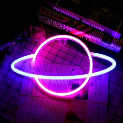 Planet neon licht led - planet, blau