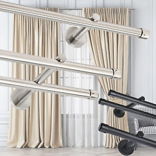 Gardinenstange 20mm Vorhangstange 1 läufig 2 läufig  Edelstahl Metall 100-400cm