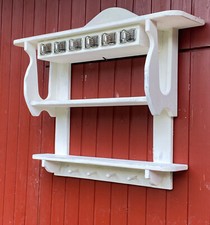 Holz Glas Schüttenregal Weiss Vintage.