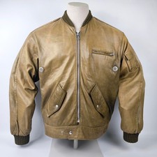 Chevignon Lederjacke Flying Wear khaki Gr. XL (L) vintage 80s