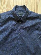 H&M Hemd  Langarm schwarz/blau gemustert Gr.S