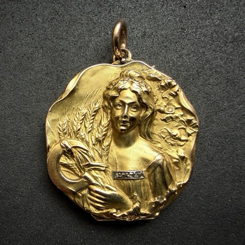 Jugendstil medaillon anhänger - jugendstil,