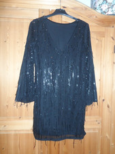 Kleid / Abendkleid schwarz Glitzer Fäden,  ca. knielang, Gr. 42