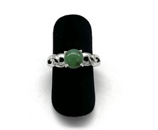925/- Silberring, Jade, Cabochon, Muster, Gr. 54, Sterlingsilber