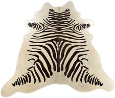 KUHFELL STIERFELL CREME WEISS MIT ZEBRA OPTIK 200 x 180 cm