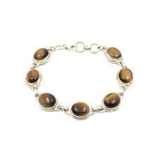 925 Silber Armband 18.5-19cm moderner Schmuck Tigerauge Tennisarmband Katzenauge