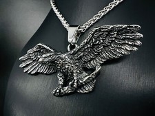 Jäger Adler Eagle Bird Vogel Anhänger Edelstahl Halskette Schmuck Biker 295A