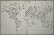 Weltkarte Original Stahlstich