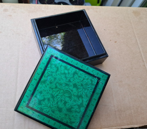 Vintage lackdose schwarz grün - vintage,