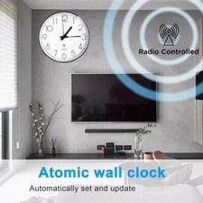 30cm Design Funkwanduhr lautlos kein ticken Funkuhr Bürouhr Küchenuhr,Schwarz