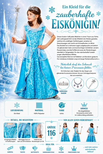 Eiskönigin kinderkostüm - eiskönigin,