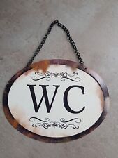 Bad WC-Schild Toiletten Tür-Schild Nostalgie antik Look Metall zum Aufhängen NEU
