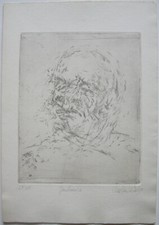 Christian Rickert (1940) Portrait Witold Gombrowicz Radierung 1977 signiert