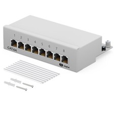 Patchfeld 8-Port Patchpanel Cat6A RJ45 geschirmt Desktop Aufputz 10GB LAN Cat 6a