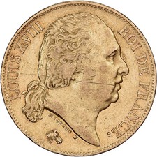 [#1213529] Frankreich, 20 Francs, Louis XVIII, 1816, Paris, Gold, ss(30-35), Gadoury