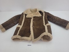 Jacke Trachtenjacke Winterjacke Fell Leder alt antik braun weiß H:63cm #259379