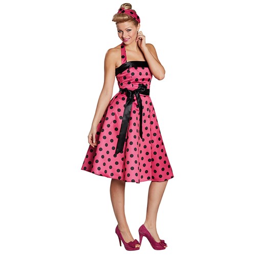 50er jahre kleid pink schwarz - kleid,