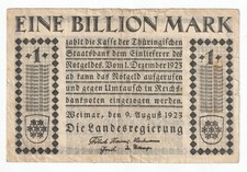 Weimar  1 Billion Mark  09.08.1923  Landesregierung Serie B