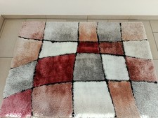 1 Teppich, Hochflor, 1,20x1,70 m, weiß, grau ,bordeaux,