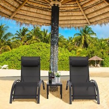 Gartenliege Alu 3-tlg. Sonnenliege Saunaliege Liegestuhl Liege mit Tisch Garten