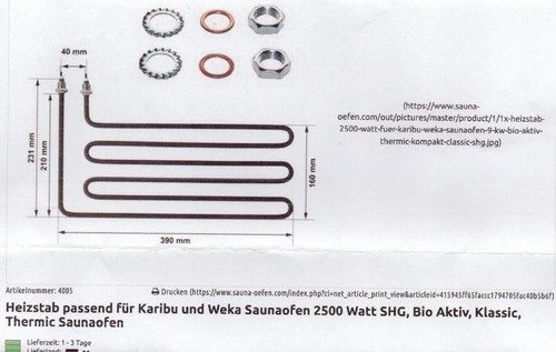 Heizstab passend für - , karibu