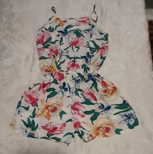 Damen Jumpsuit "Marco & Co., kurz , Gr. 40, Weiß mit bunten Blumenmuster