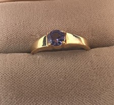 Ring mit Tansanit, Silber 925, Gr. 18(56), Stein 5 mm rund, Facettiert