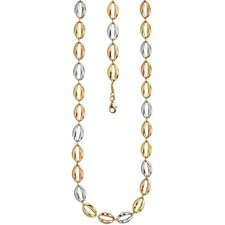 Breite Bohnenkette 585 echt Gold 45 cm Damen Collier freifarbig 14 Kt 7 mm dick