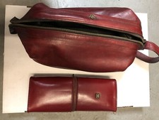 Reisetasche YORN Boutique Unisex Retro Kulturtasche/Schuhputztasche Leder rot