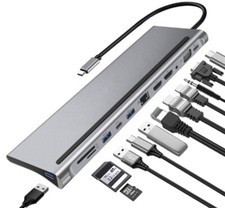 HUB USB-C 2x HDMI 4k VGA 3x