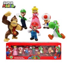 Super Mario Action Figuren 6 Stück Set - 6cm mit OVP / Yoshi Luigi Peach Toad