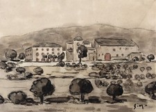 Landschaft, Aquarellzeichnung