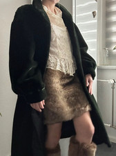 Dunkelgrüner Samt Mantel Lang