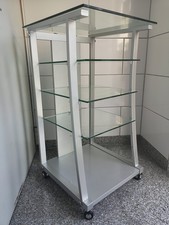 HiFi Rack/Regal Rack Phonoschrank Echtglas Metall mit Rollen