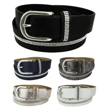Damen Strass Gürtel Band 3,3 cm echt Leder und Polyurethan Länge 80 bis 105 3250