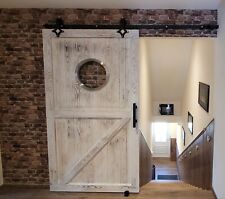 Bullauge, Schiebetür,Holztür,Barn Doors, Chabby Weiß inkl. Rollen&Schiene