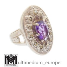Vintage 800 Silber Ring Amethyst Saatperlen silver ring seed pearls