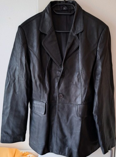 Leder jacke blazer - jacke, schwarz