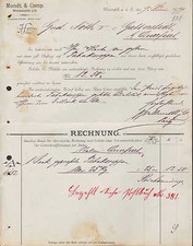 WEISSENFELS a/S., Rechnung 1899, Mundt & Comp. Tabak