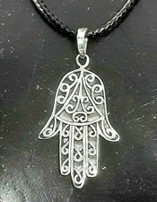 Hand von Fatima Hamsa Schutz Amulett 925 Silber Schmuck Anhänger 29 mm Talisman 