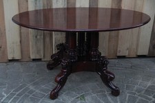 ovaler Esstisch Gründerzeit-Stil Wohnzimmertisch Löwenköpfe geschnitzt rotbraun