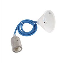 Design Set - marineblau mit Betonfassung E27/weißem Baldachin x 3 Stuck