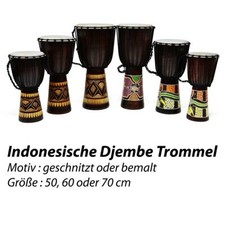 Djembe Trommel handbemalt im Dot Paint Style handgeschnitzt 50cm 60cm 70cm